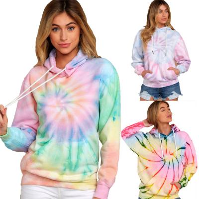 China High Quality Lady's Embroidery Link Dye Sweatshirt Pullover Hoodie Gym Wear Casual Rainbow Hoodies Pullover Custom Women's Sport Anti-wrinkle for sale