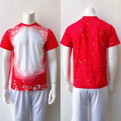 China Free Shipping 100% Fake Bleach Sample Design T-shirt Polyester Short Sleeve Anti-pilling T-shirt For Custom Print for sale