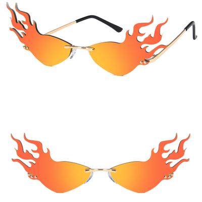 China 2021 Fashion Sunglasses DLL8909 Fire Flame Sunglasses For Women Rimless Trendy Designer Sunglass Lenses De Sol for sale