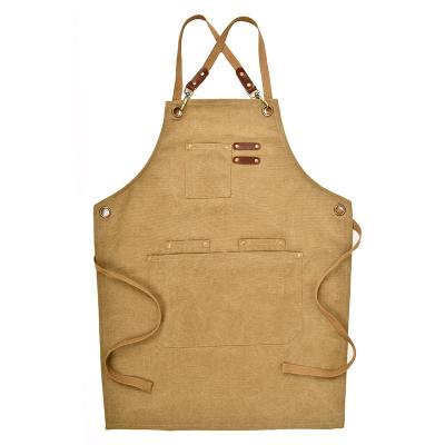 China Custom Simple Word SANITARY Personality Printing LOGO Artwork Suit Tattoo Overalls Apron Bartender Canvas Gardening Apron for sale