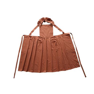 China Original Design Korea Japanese Style Restaurant Kitchen Cleaning Women Cooking Chef Bartender Cotton Linen Dress Apron With Pocket for sale