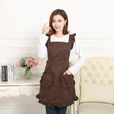 China European Korean kitchen apron beautiful kitchen cotton apron princess lace fashion custom logo Home SANITARY for sale