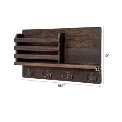 China Sustainable Handmade High Quality Wooden Wall Mount Key Mail Organizer Storage Rack for sale