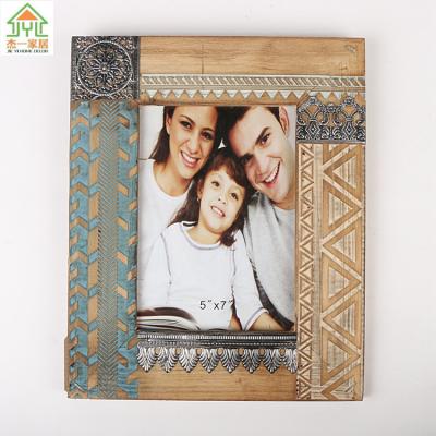 China Chinese Teak Wood Colorful Thick Wood Carving Picture Frame for sale