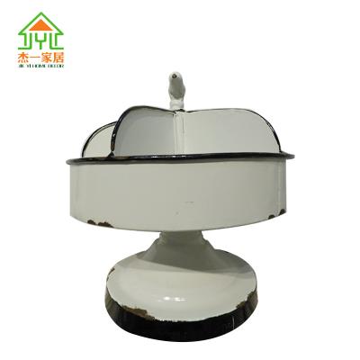 China Antique Metal Dessert Metal Serving Tray With Metal Stand 23.5*23.5*24CM for sale