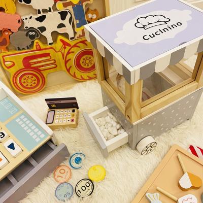 China Wholesale Non-Toxic Material Kids Simulation Popcorn Machine Pretend Hot Selling Early Montessori Educational Kitchen Toys Wooden Toys for sale