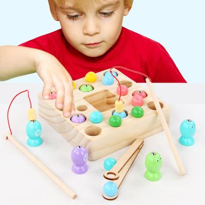 China Children Playing Fishing Magnetic Toys Items Montessori Game Baby Educational Wooden Fishing Toy for sale