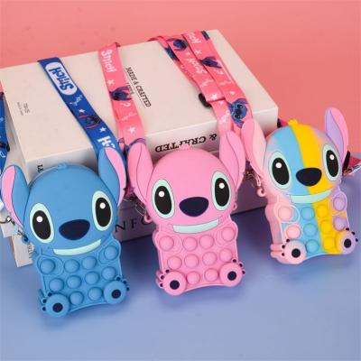 China Mini Stitch Kids Silicone Shoulder Bag Cross - Push Bubble Dimple Anti Stress Sensory Pop Body Messenger Bag Purse for sale