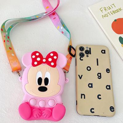 China Mini Mickey and Minnie Kids Silicone Shoulder Bag - Push Bubble Dimple Busy Person Bag Purse Anti Stress Sensory Pop Body Messenger for sale