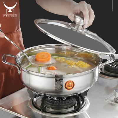 China 304 Stainless Steel Viable Chinese Hot Pot Shabu Container Food Equipment Restaurant Hot Pot for sale