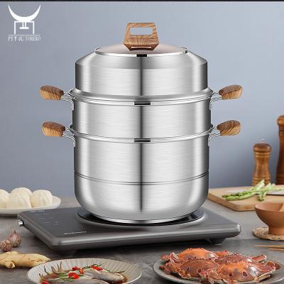 China Korean Cook Viable Stock Pot 2layer 3 Tier Rice Noodle Steamer Pot 304 Stainless Steel Steamer Pot Set for sale