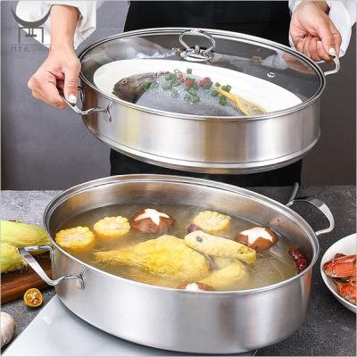 China Cook Pot Set Kitchenware Stainless Steel Sustainable Steamed Fish Rack With Rack Steamer Cook Pot for sale