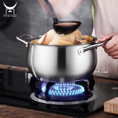 China Viable Korean Drum Shaped Soup Pot With Double Hook Handle Spill Proof Soup Stew Pot Stainless Steel Cook Pot for sale