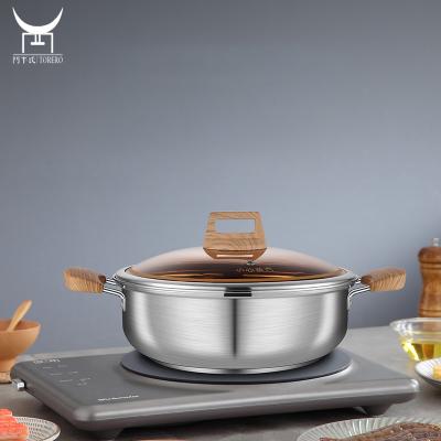 China Sustainable factory 201/304 stainless non sticking cooking pot induction shabu shabu hot pot big stock pot for sale