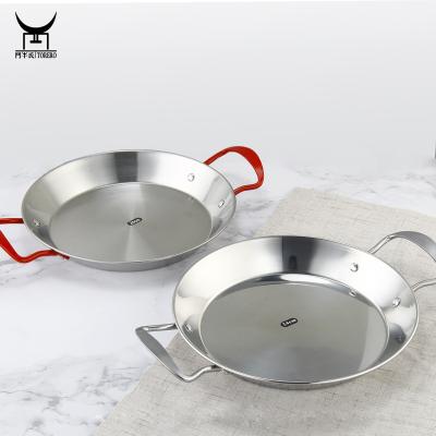 China Workable Factory Price Stainless Steel Paella Pan For Restaurant Kitchen Seafood Pan Paellera For Tapas Spanish Paella Pan for sale