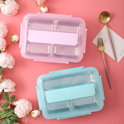 China Sustainable Colorful Eco Friendly 304 Stainless Steel Lunch Box With Leakproof Cutlery Kids Bowl for sale