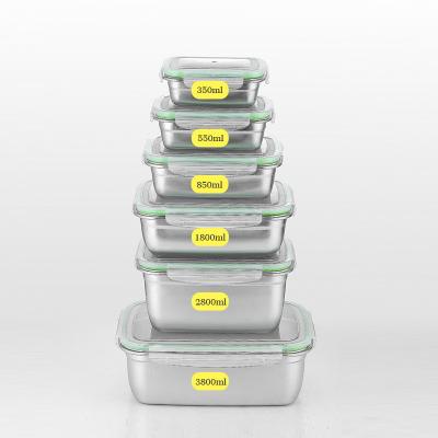 China Freshness Preservation 304 Stainless Steel Food Storage Container Fresh-keeping Lunch Box With Plastic Lid And Lock for sale