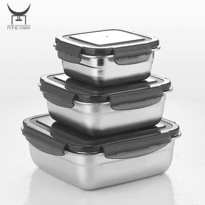 China Freshness Preservation Square Food Container Metal Storage Box Stainless Steel Container Seal Seal Steel Airtight Storage for sale