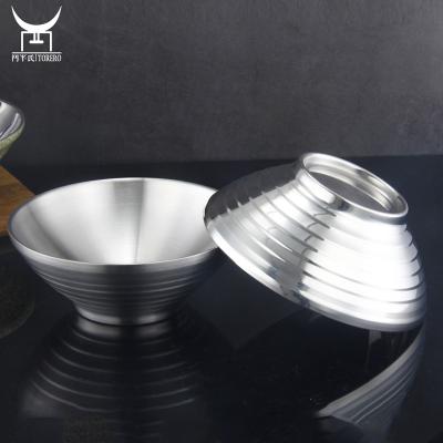 China Wholesale Viable Double Spiral Japanese Design Ramen Bowl Stainless Steel Wall Non-Slip Rice Soup Ramen Bowl for sale