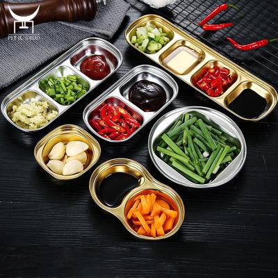 China Sustainable Multi Size Korean Food Store Cooking Soybean Seasoning Dish Set , Small Stainless Steel Dishes Season Grill Sauce Multi Dish for sale