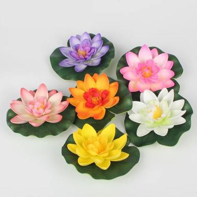 China Viable Aquarium Decorations PE Aquatic Artificial Landscape Ornaments Plastic Color Plant Aquarium Plants Decoration Floating Lotus for sale