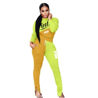 China New design high quality women's casual two-piece suit of embroidery breathable sportswear letter for sale