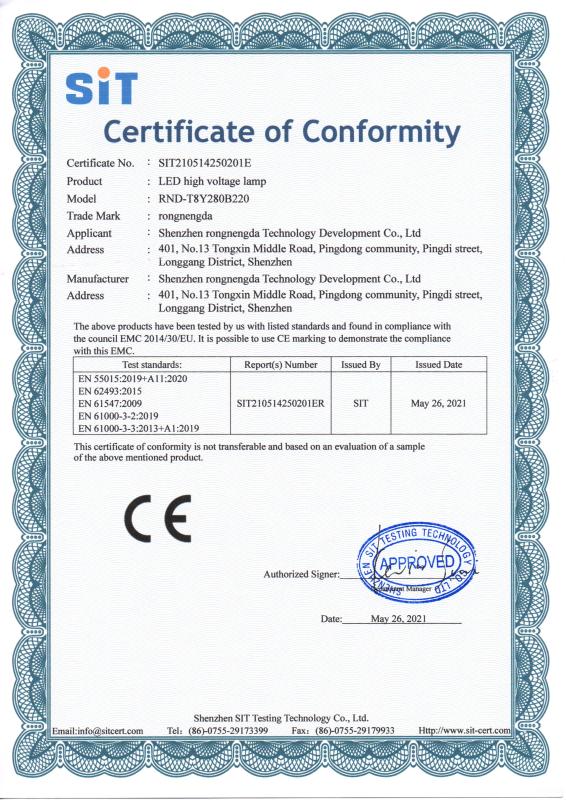 CE - Shenzhen Rongnengda Technology Development Co., Ltd.