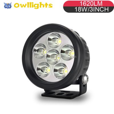 China For Truck Boat Off Road Tractor Spot 12V 18W LED Working Lights IP68 Round Flexible 18W LED Work Light 3 Inch for sale