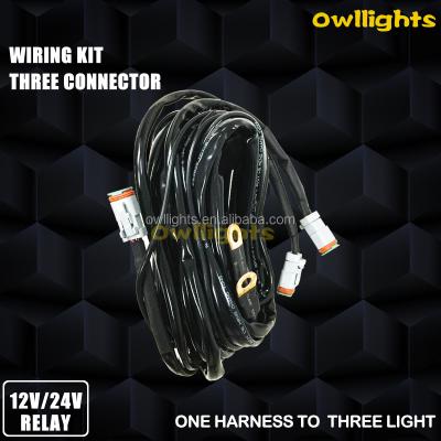 China high quality 40A or 60A LED OPTICAL GUIDE SPOT LIGHT wiring loom kit (one harness to three light) for sale