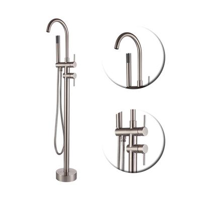 China With Single Hot Shower Faucet Cold Water Mixer Tap Bathroom Shower Tub Spout Handle Floor Standing Shower Faucet Brass Shower Faucet for sale