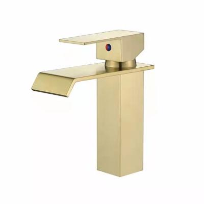 China Gold Metered Faucets Style Waterfall Basin Faucet Sink Waterfall Faucets for sale