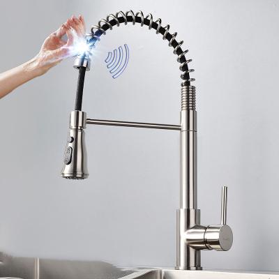 China Sense Faucets Stainless Wall Mounted Semi-automatic Sensor Touch Faucet Mixer For Bathroom And Kitchen for sale