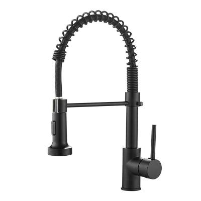 China Solid Brass Faucet Matte Black Water Tap 360 Rotating Single Hole Mixer Sink Pull Out Kitchen Faucets With Pull Down Sprayer for sale