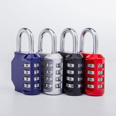 China Four-digit stainless steel body combination password lock/zinc alloy small head password padlock backpack lock beam lock for sale