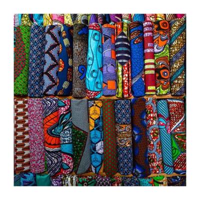 China Wholesale High Quality Custom Organic African Quarters African Ankara Wax Fabric Textile Material 6 Yards Skirts for sale