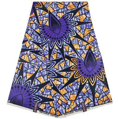 China Wholesale Anti-static Colorful 100% Wax Cotton African Zambia Wax Print Fabrics 6 Yards for sale