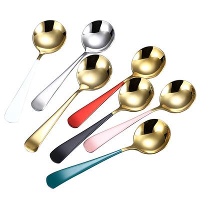 China Multifunctional Korean Style Soup Spoon Teaspoon New Viable Cheap Round Stainless Steel Small Dessert for sale