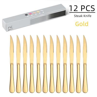 China Viable Wholesale Hotel Restaurant Steak Knives 12 Pieces Setting Stainless Steel Steak Knife Set For Kitchen/BBQ/Dinners/Party for sale