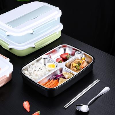 China 3/4 Stainless Steel Compartment Sustainable Heating Two Layers Heat Insulation Stackable Double Wall Bento Lunch Box for sale