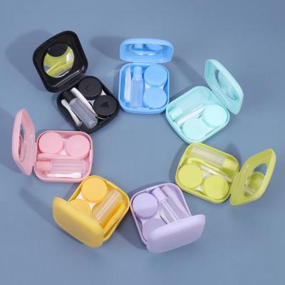 China Wholesale Hot Selling Pocket Mini Contact Lens Kit Case Travel Kit Box Container Easy Carry Mirror Lenses Travel Contract Lenses Storage Lovely for sale