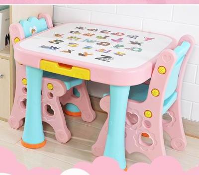 China New plastic table and chairs pink blow molding table baby table plastic cheap bedroom furniture S-001 for sale