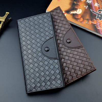 China 2020 Slim Anti-theft Credit Card PU Wallet Leather Men Leather Soft Weave Men's Vertical Wallet for sale