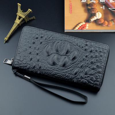 China 2020 anti-theft hot selling alligator leather men's long wallet zipper business money holder for boy for sale