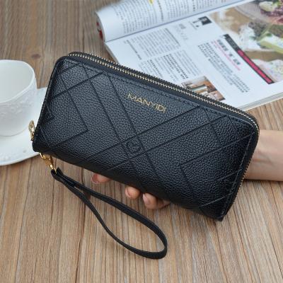 China 2020 anti-theft new latest double zipper wallet women double long layers wallets for money holders ladies for sale