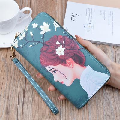 China 2021 anti-theft new type flower printing fashion Korean girls long ladies wallets zipper wallets phone wallet for sale