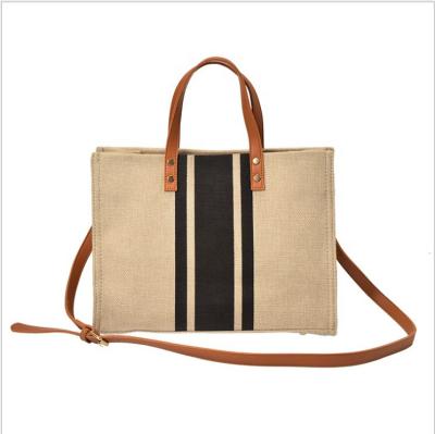 China 2020 New Style Cavans Work High Quality Women Handbags Single Shoulder Stripe Casual Bags for sale