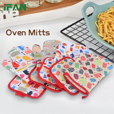 China The Wholesale Price Printed Microwave Oven Durable Anti-scald Oven Mitt Set For Kitchen Cotton Printed Beautiful for sale