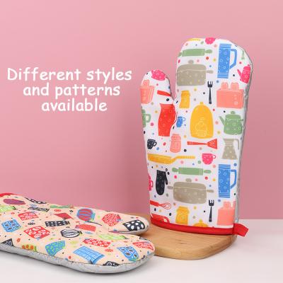 China New Design Oven Mitt For Wholesale Custom Made Home Kitchen Oven Gloves Heat Resistant Fashion Printed Cotton for sale