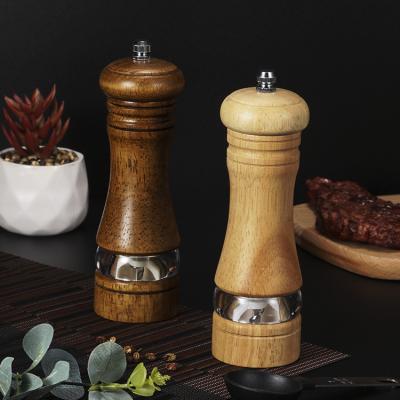 China Vintage Style Sustainable Natural Ceramic Oak Core Adjustable Wooden Pepper Mill Salt And Pepper Mills for sale