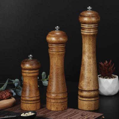 China Sustainable Goods Hot Selling Natural Oak Customized Size Kitchen Salt Pepper Mill Wooden Pepper Mill for sale